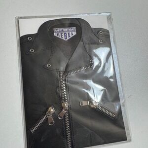 Papyrus Greeting Card Black Rebel Birthday Motorcycle Jacket 3D Zippers